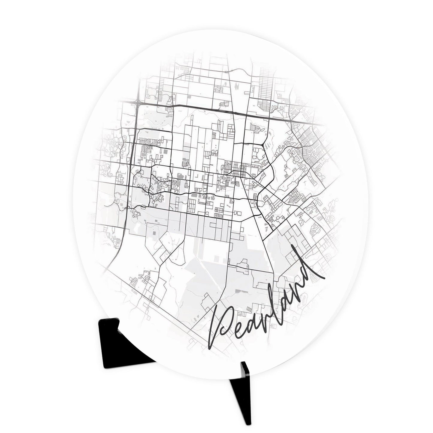 Minimalistic B&W Texas Pearland City Circle Map | Wood Sign | Eaches | Min 1