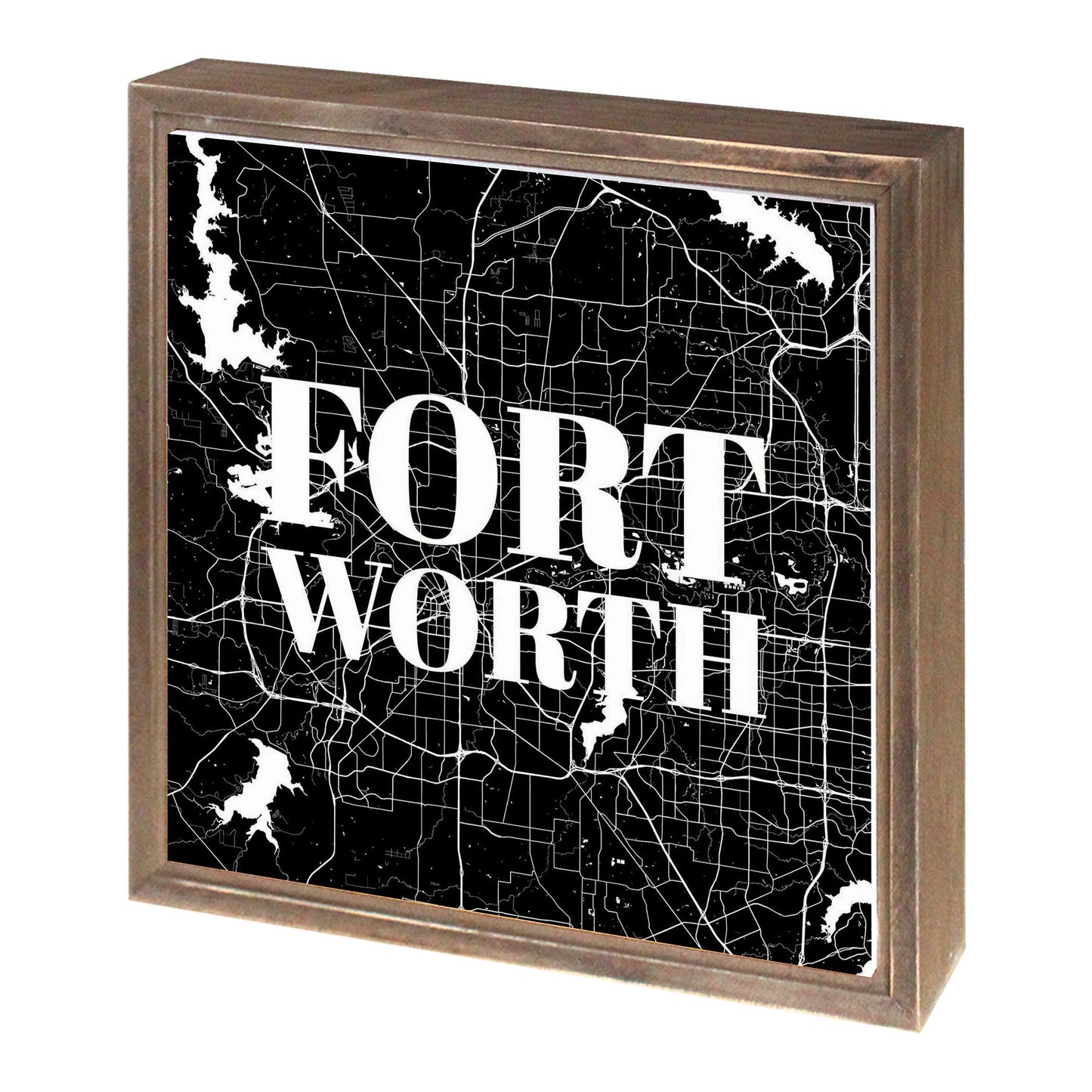 Minimalistic B&W Texas Fort Worth Map | Wood Sign | Eaches | Min 1