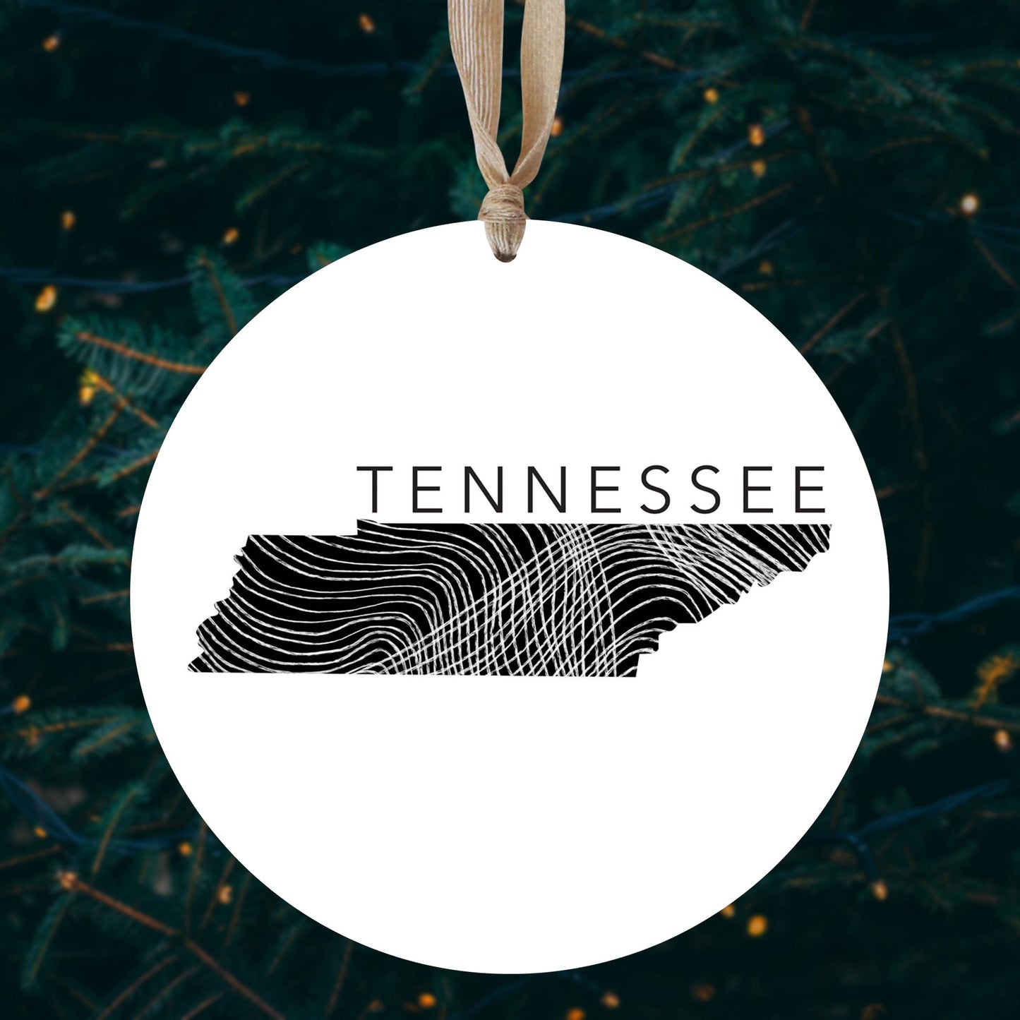 Minimalist B&W Tennessee State Name | Wood Ornament | Eaches | Min 1