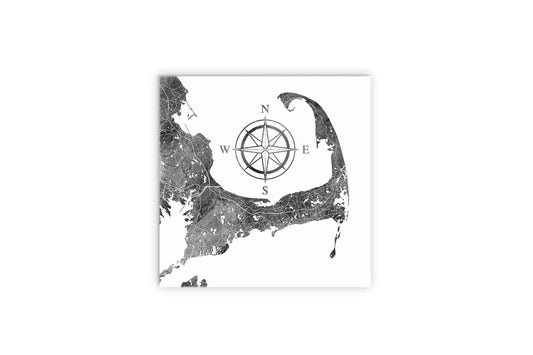 Minimalistic B&W Cape Cod Map With Compass | Wood Sign | Eaches | Min 2