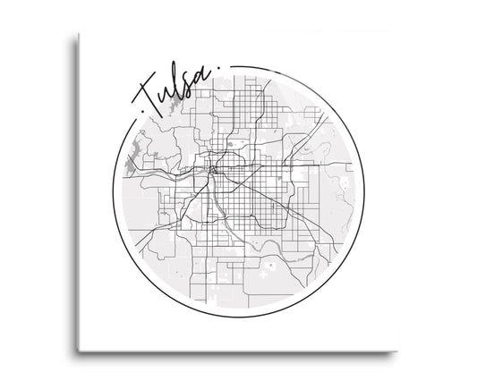 Modern Oklahoma Tulsa Circle Map | Hi-Def Glass Art | Eaches | Min 2