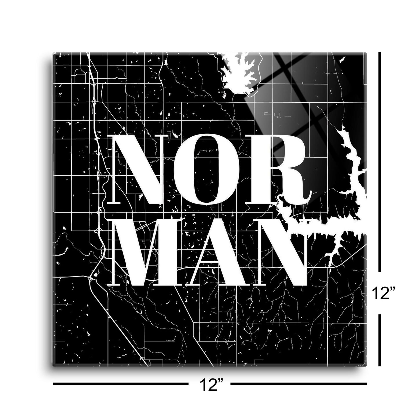 Modern Oklahoma Norman Map | Hi-Def Glass Art | Eaches | Min 1