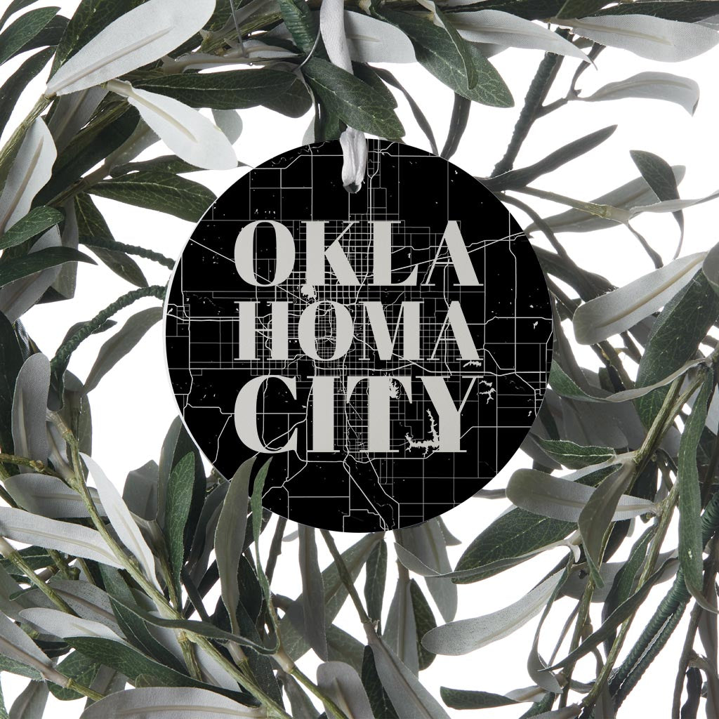 Modern Oklahoma City Map | Wood Ornament | Eaches | Min 6