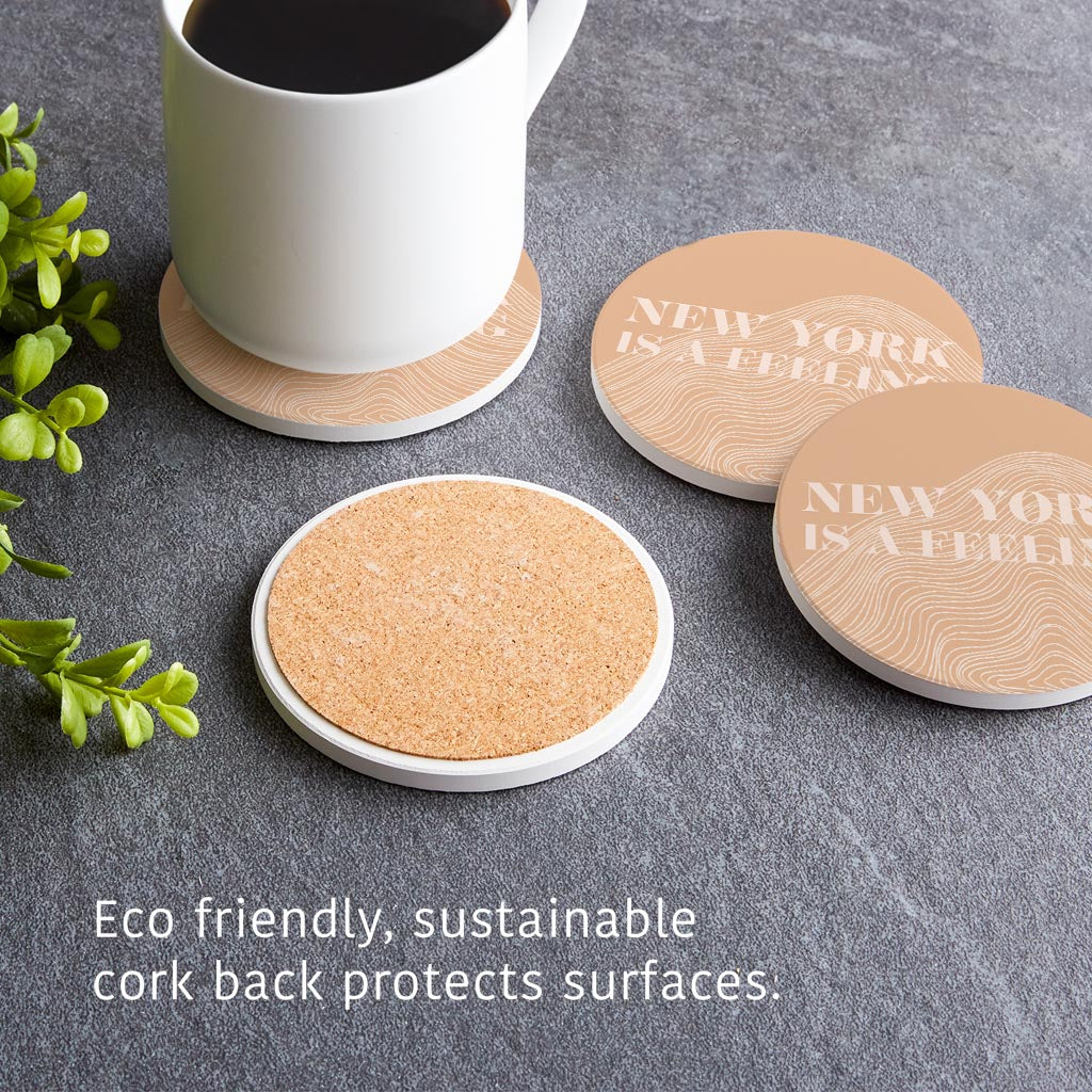 Modern Minimalist New York Is A Feeling | Absorbent Coasters | Set of 4 | Min 2