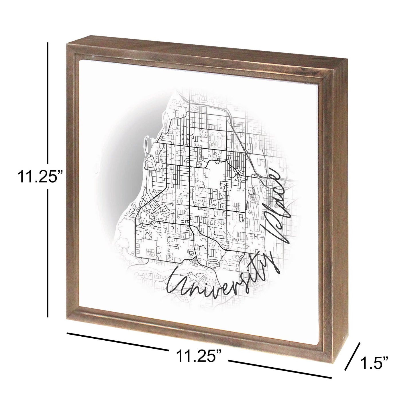 Minimalistic B&W Washington University Place Circle Map | Wood Sign | Eaches | Min 1