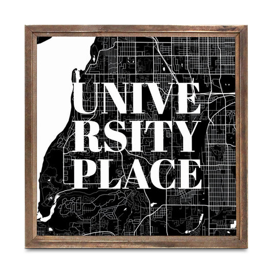 Minimalistic B&W Washington University Place Map | Wood Sign | Eaches | Min 1