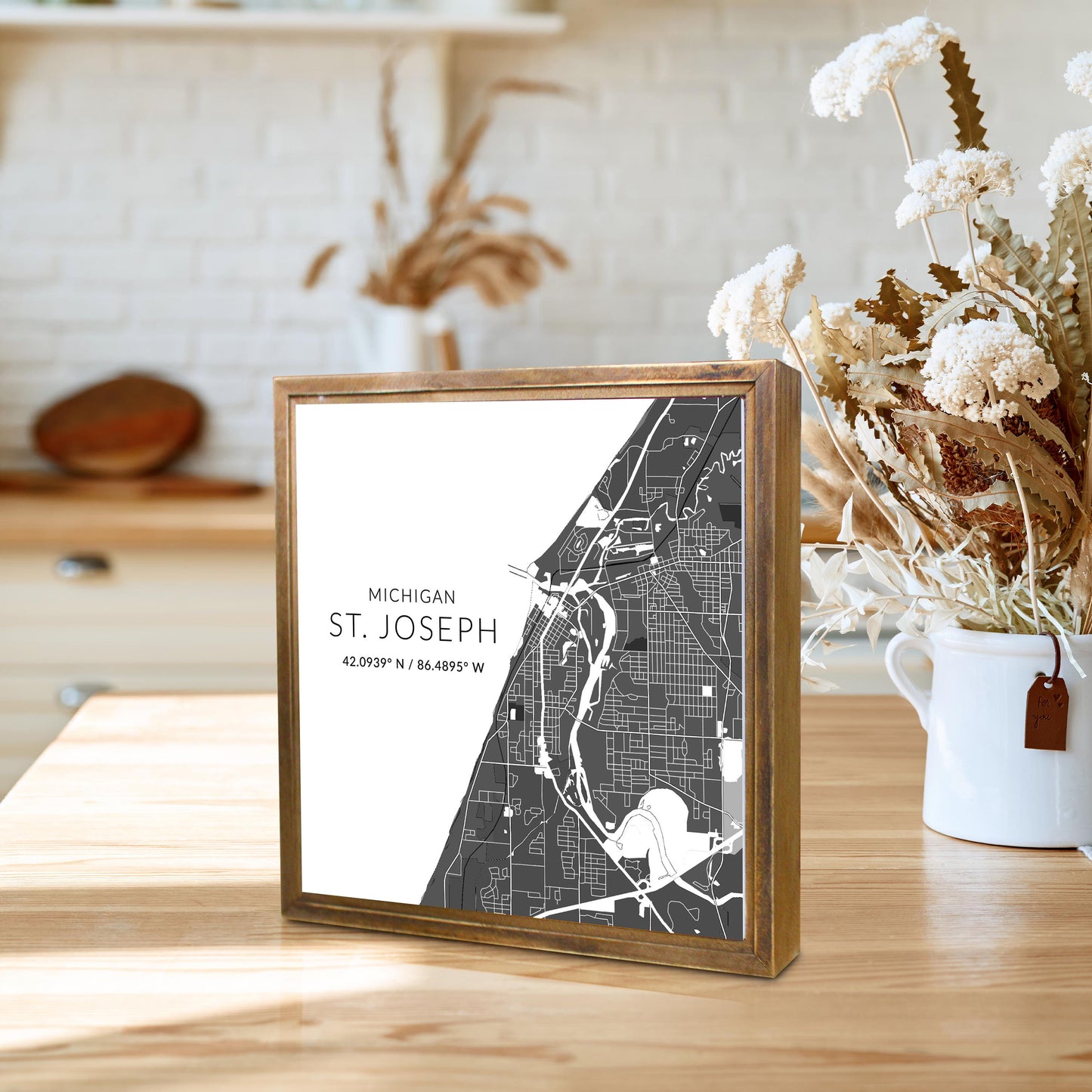 St Joseph Black And White Map | Wood Sign | Eaches | Min 1