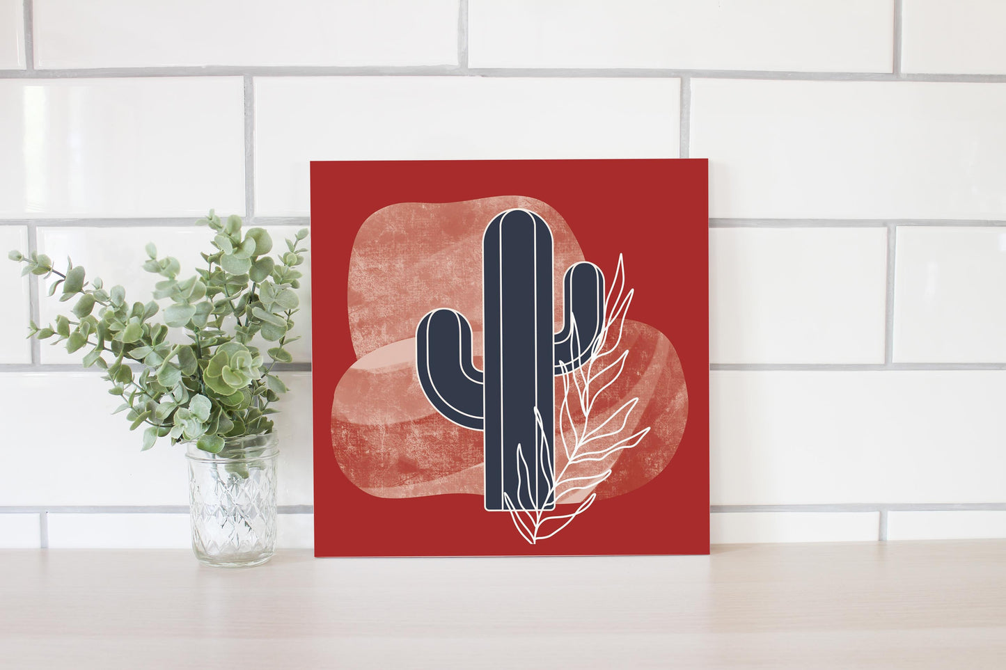 Modern Minimalist Texas Colors Cactus | Wood Sign | Eaches | Min 2