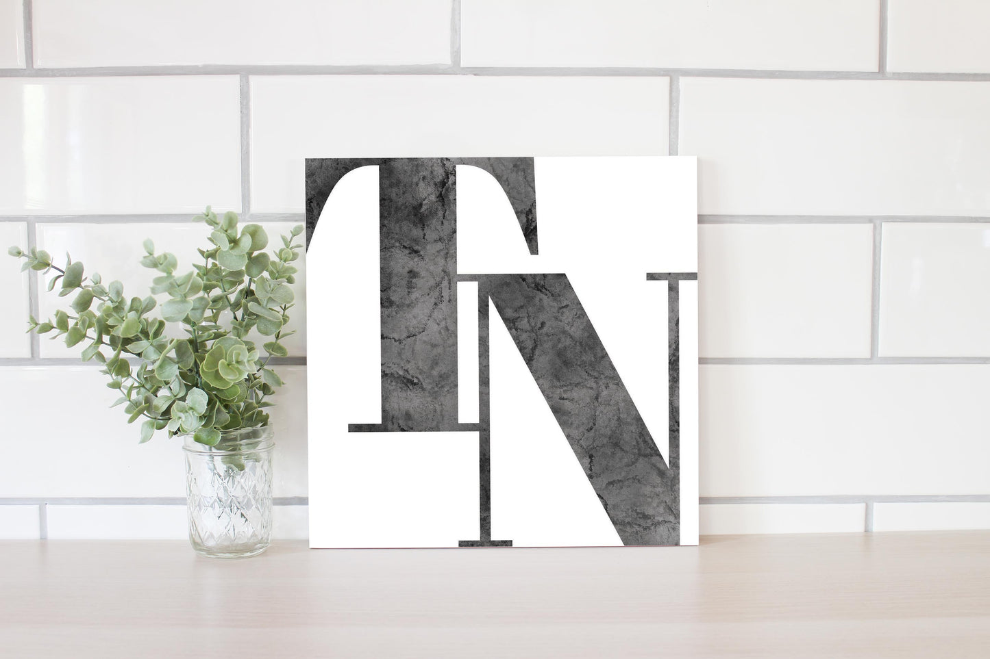 Minimalist B&W Tennessee White Initials | Wood Sign | Eaches | Min 2