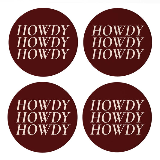 Modern Minimalist Texas Maroon Howdy | Absorbent Coasters | Set of 4 | Min 2