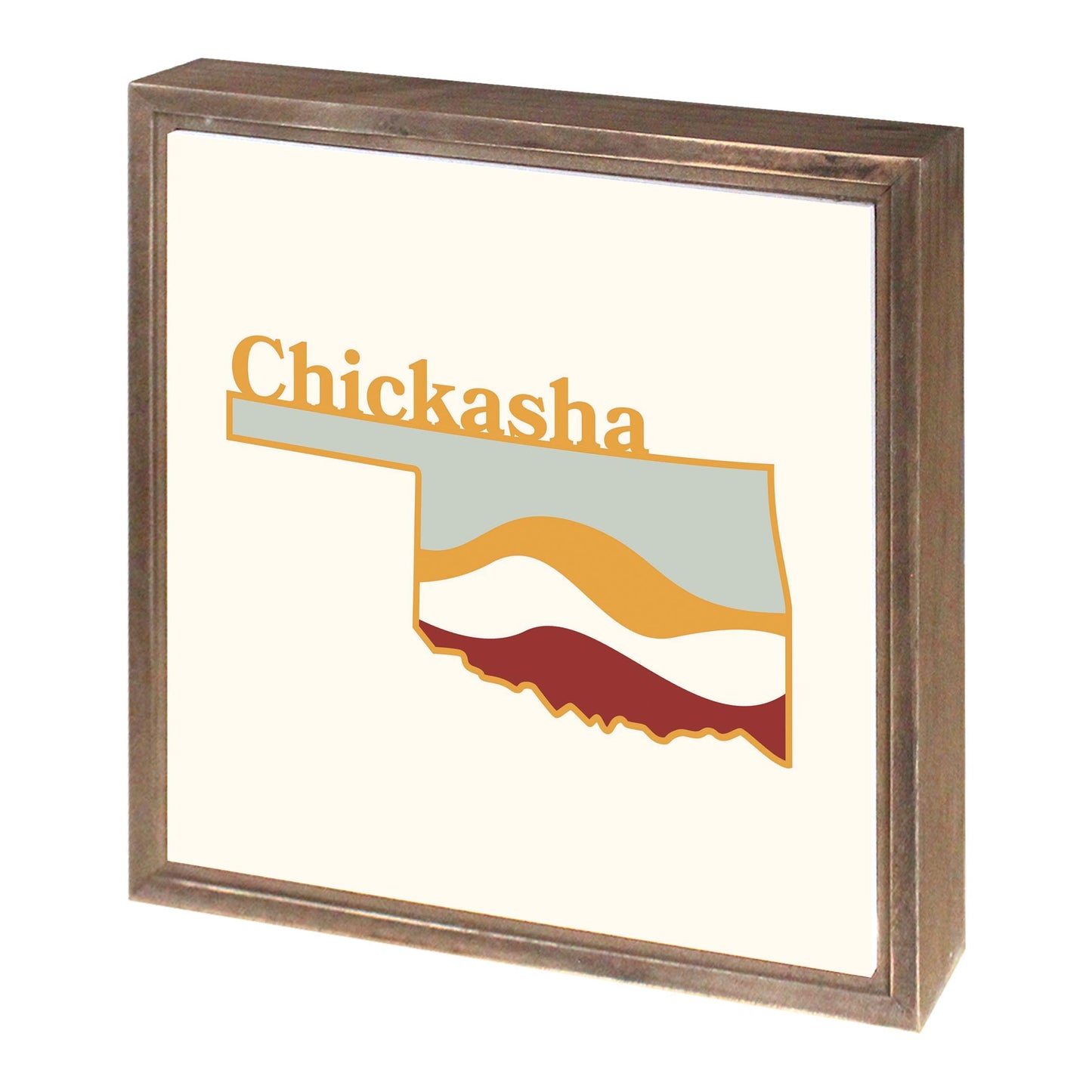 Modern Minimalist Oklahoma State Chickasha | Wood Sign | Eaches | Min 1