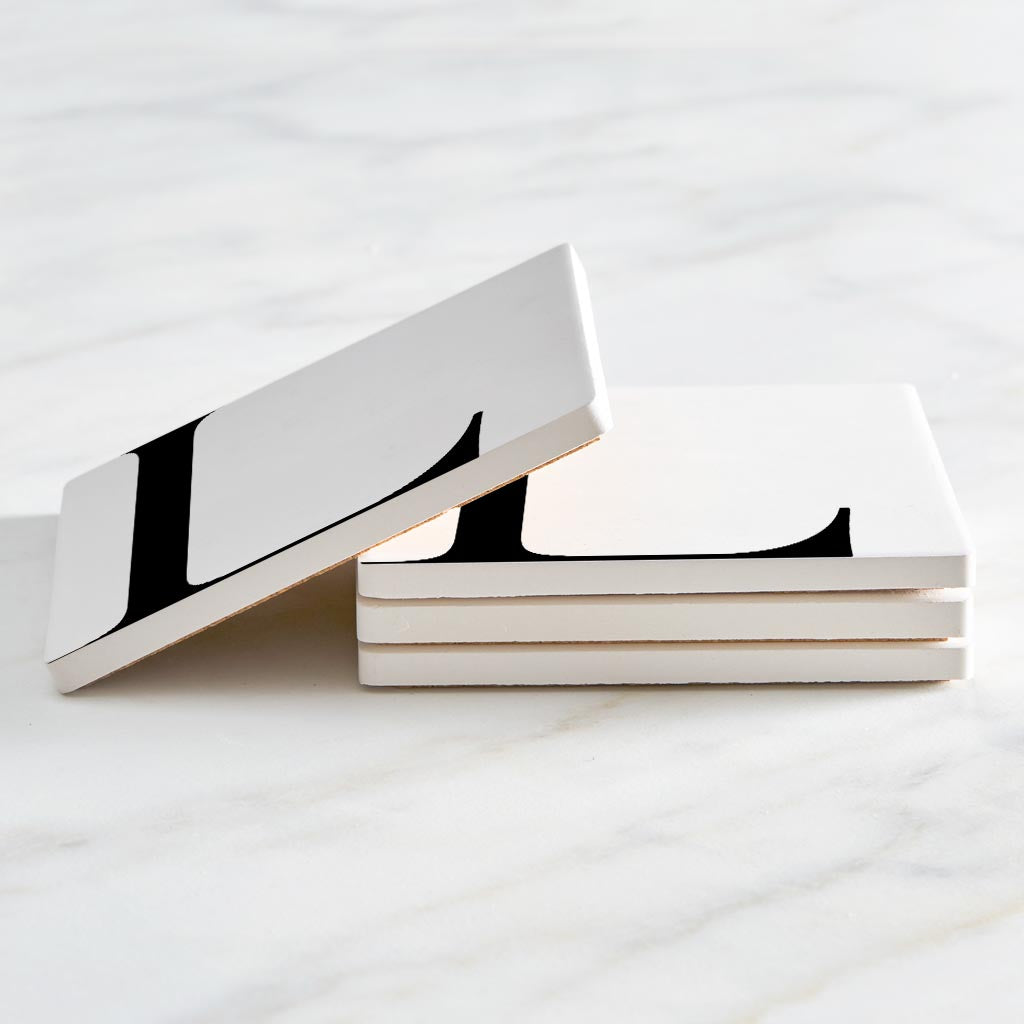 Minimal Monogram L | Absorbent Coasters | Set of 4 | Min 2