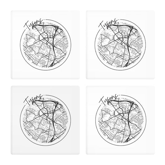 Minimalistic B&W Virginia Tysons Circle Map| Absorbent Coasters | Set of 4 | Min 2