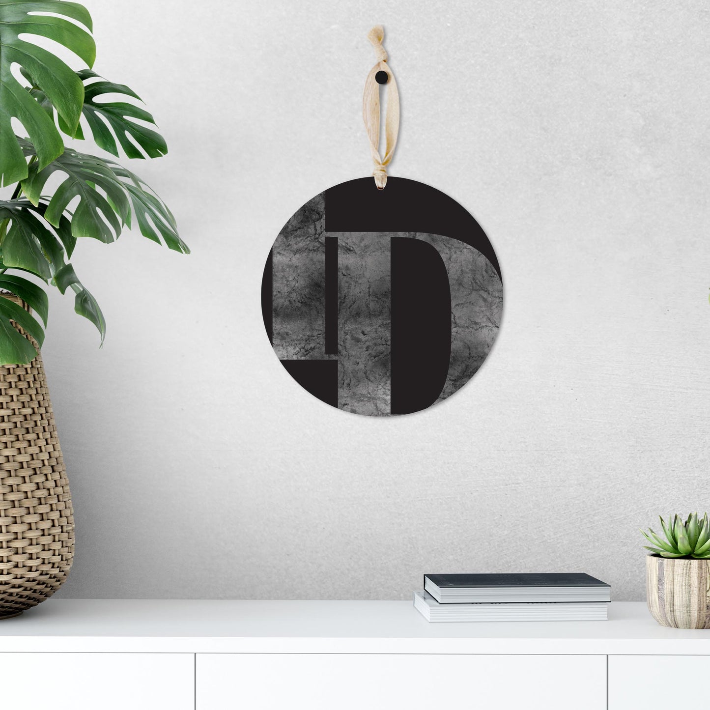 Minimalist B&W Idaho Black Initials | Wood Ornament | Eaches | Min 1