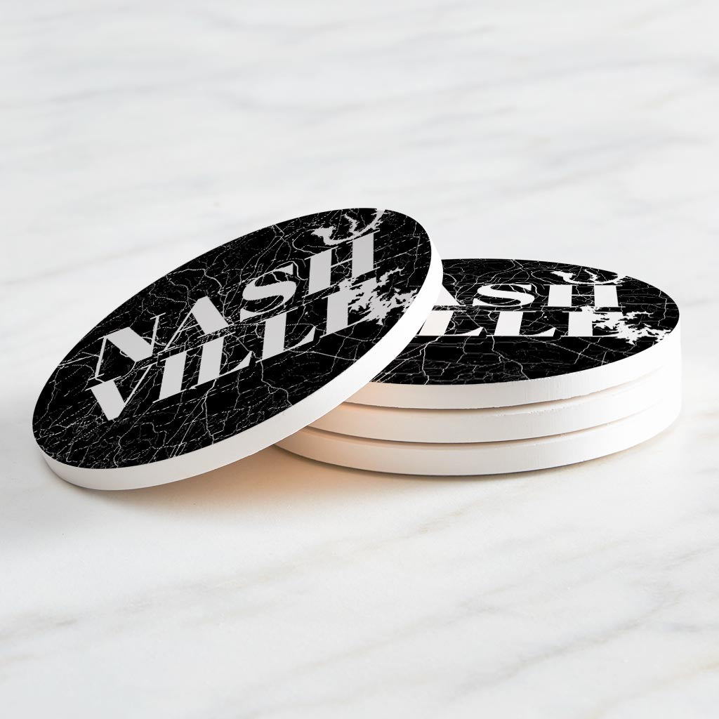 Minimalist B&W Tennessee Nashville Map | Absorbent Coasters | Set of 4 | Min 2