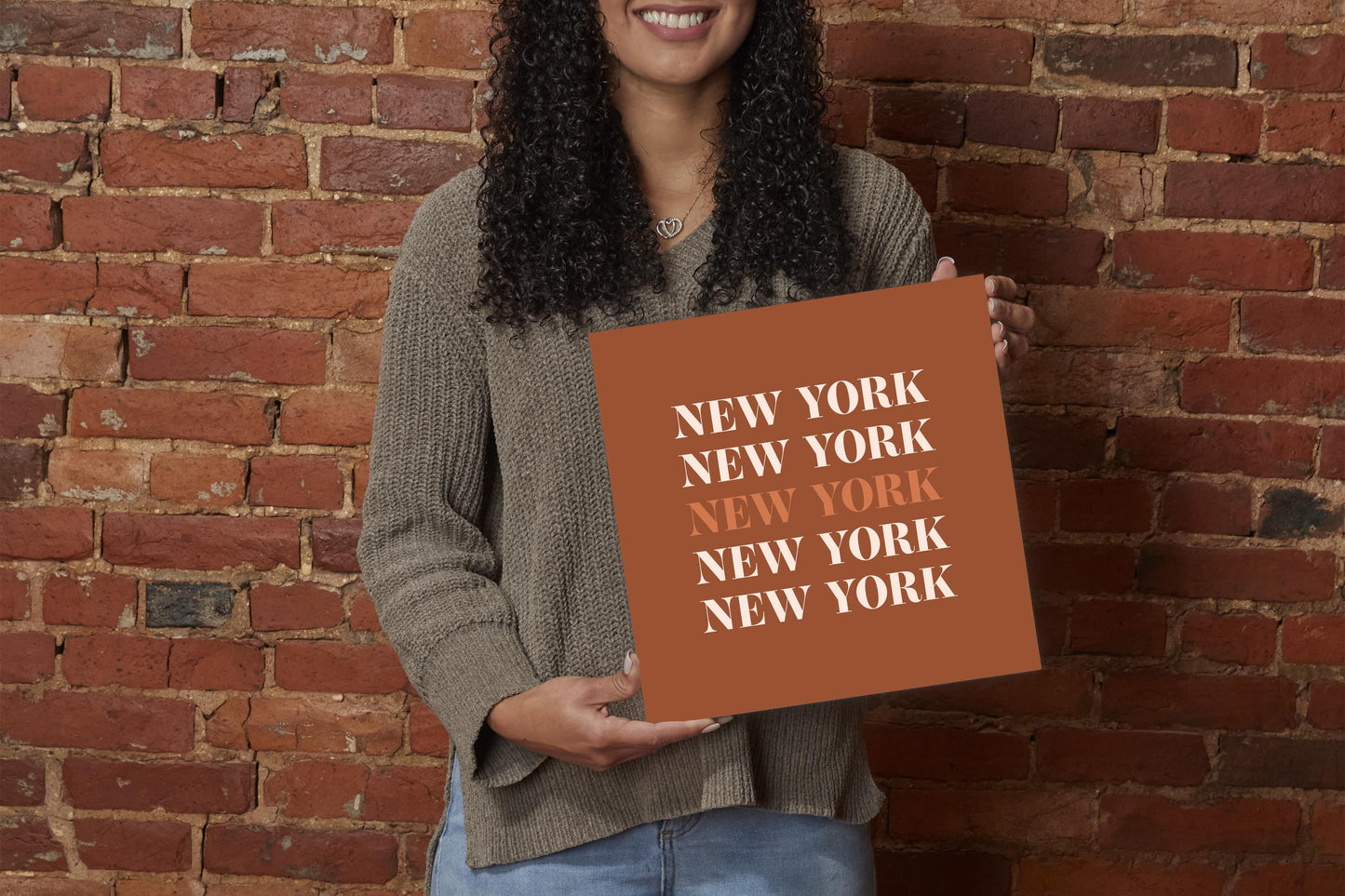 Modern Minimalist New York Repeated Dark | Wood Sign | Eaches | Min 2