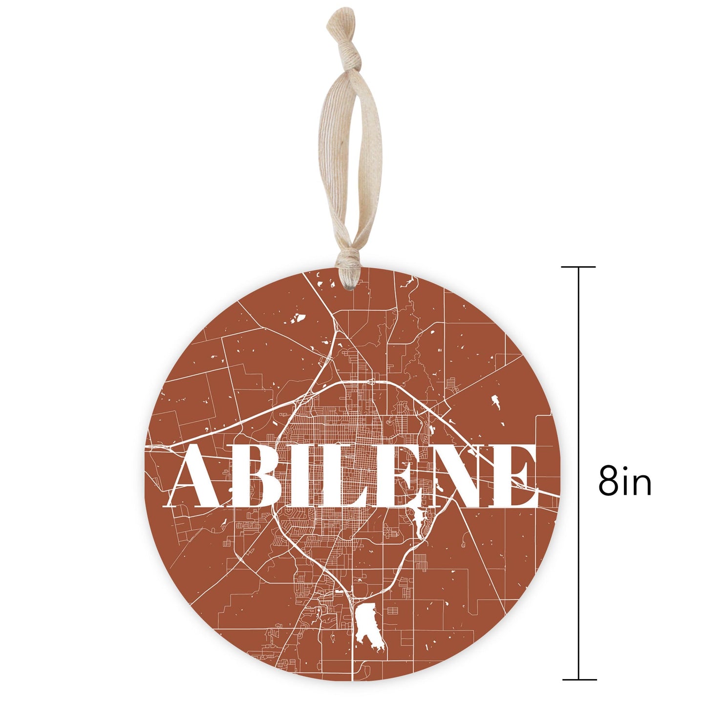 Modern Minimalist Texas Abilene Map | Wood Ornament | Eaches | Min 1