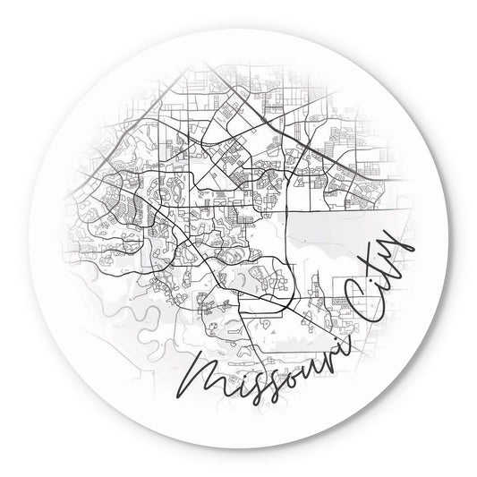 Minimalistic B&W Texas Missouri City Circle Map | Wood Sign | Eaches | Min 1