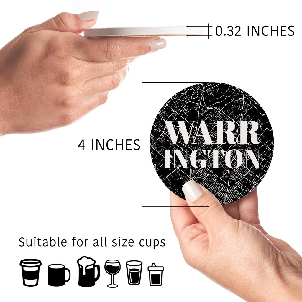 Minimalistic B&W Pennsylvania Warrington Maps Love | Absorbent Coasters | Set of 4 | Min 2