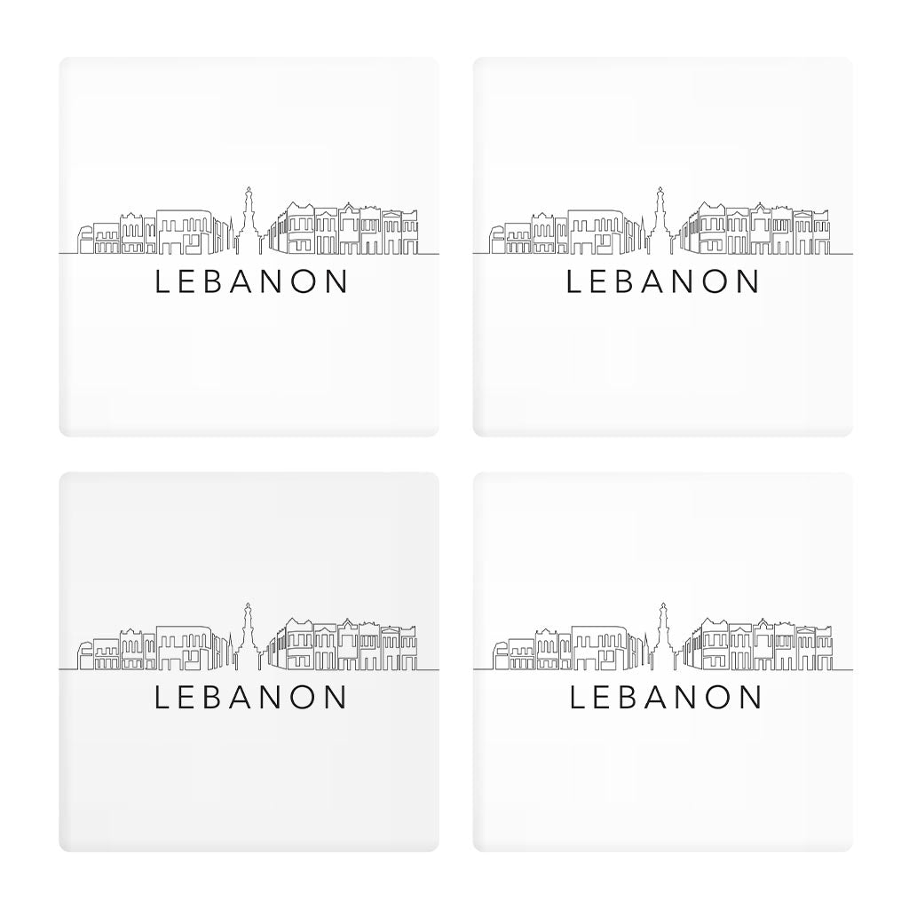 Minimalist B&W Tennessee Lebanon Skyline | Absorbent Coasters | Set of 4 | Min 2