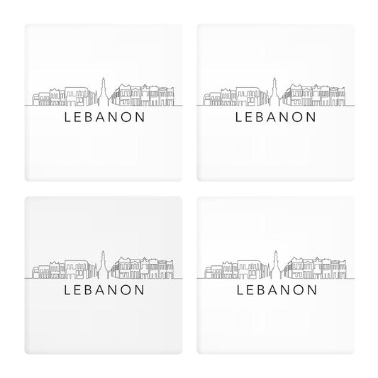 Minimalist B&W Tennessee Lebanon Skyline | Absorbent Coasters | Set of 4 | Min 2