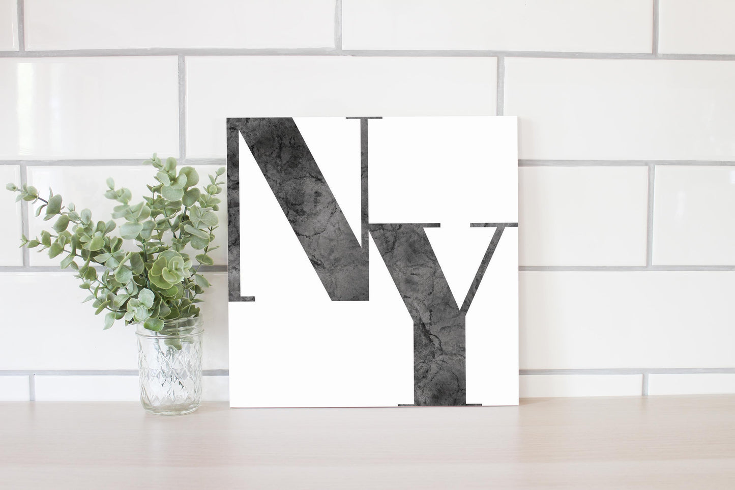 Minimalistic B&W New York White Initials | Wood Sign | Eaches | Min 2