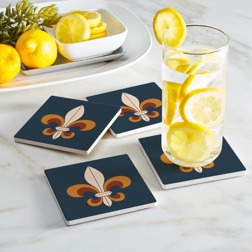 Modern Minimalist Louisiana Colorful Fleu De Lis | Absorbent Coasters | Set of 4 | Min 2