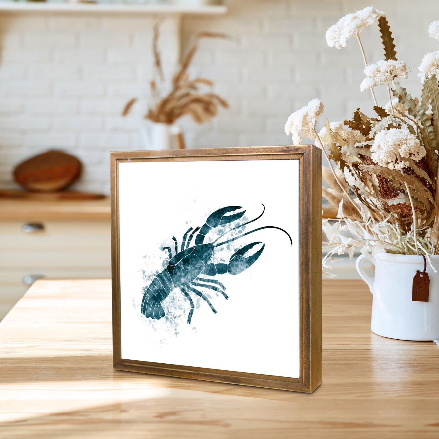 Blue White Water Color Crawfish | Wood Sign | Eaches | Min 1