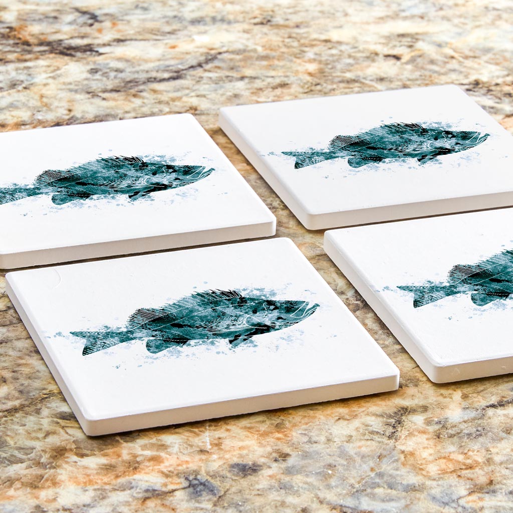 Blue White Water Color Red Fish| Absorbent Coasters | Set of 4 | Min 2