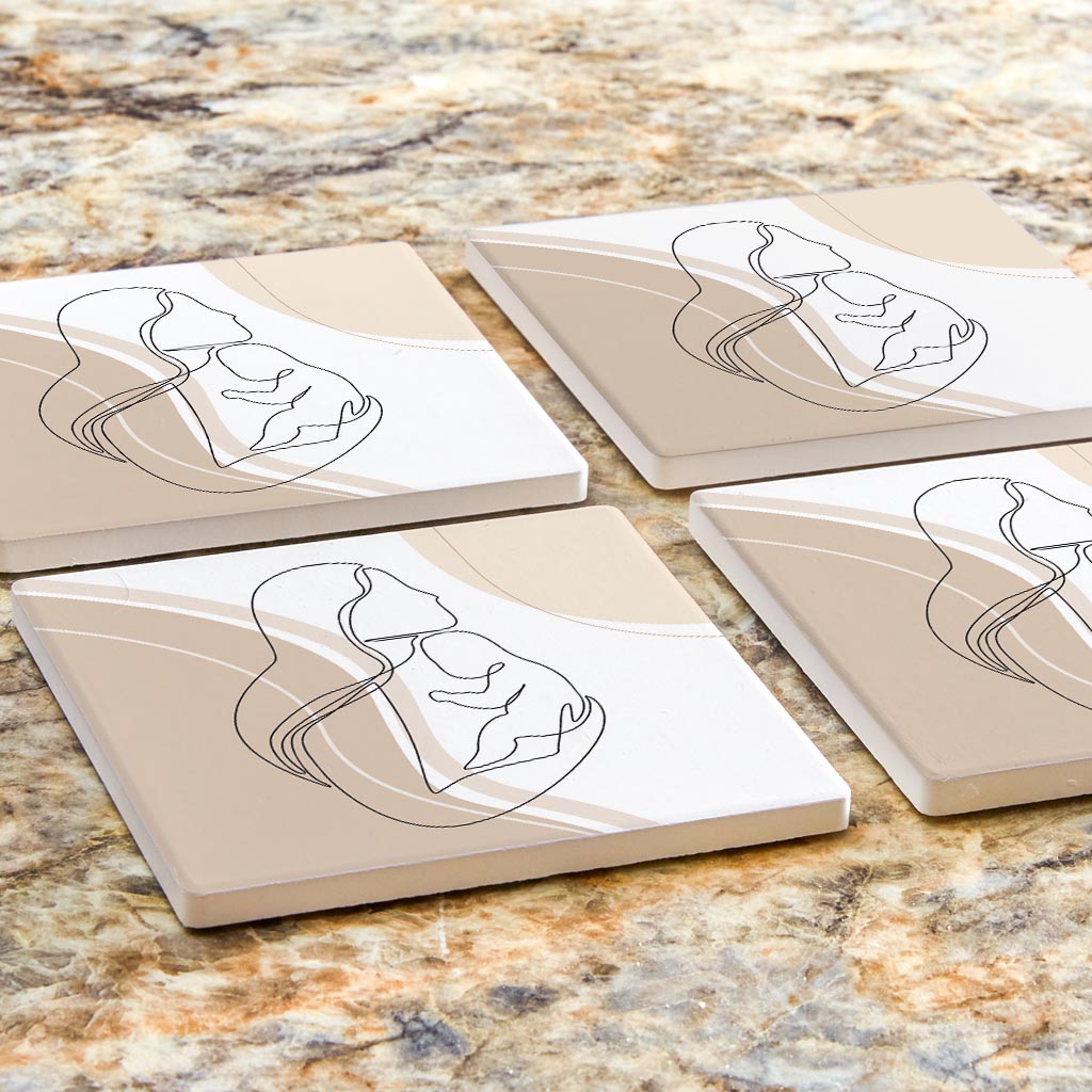 Modern Minimalist Mothers Day Mom Baby | Absorbent Coasters | Set of 4 | Min 2