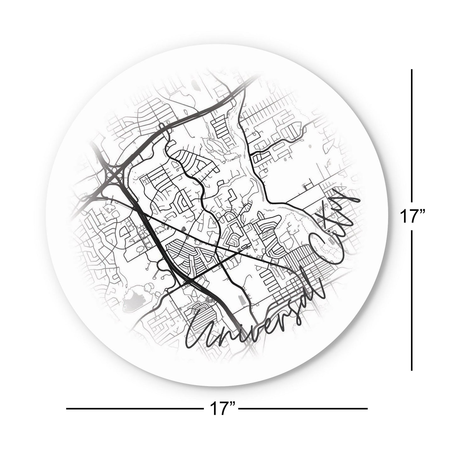 Minimalistic B&W Texas Universal City Circle Map | Wood Sign | Eaches | Min 1