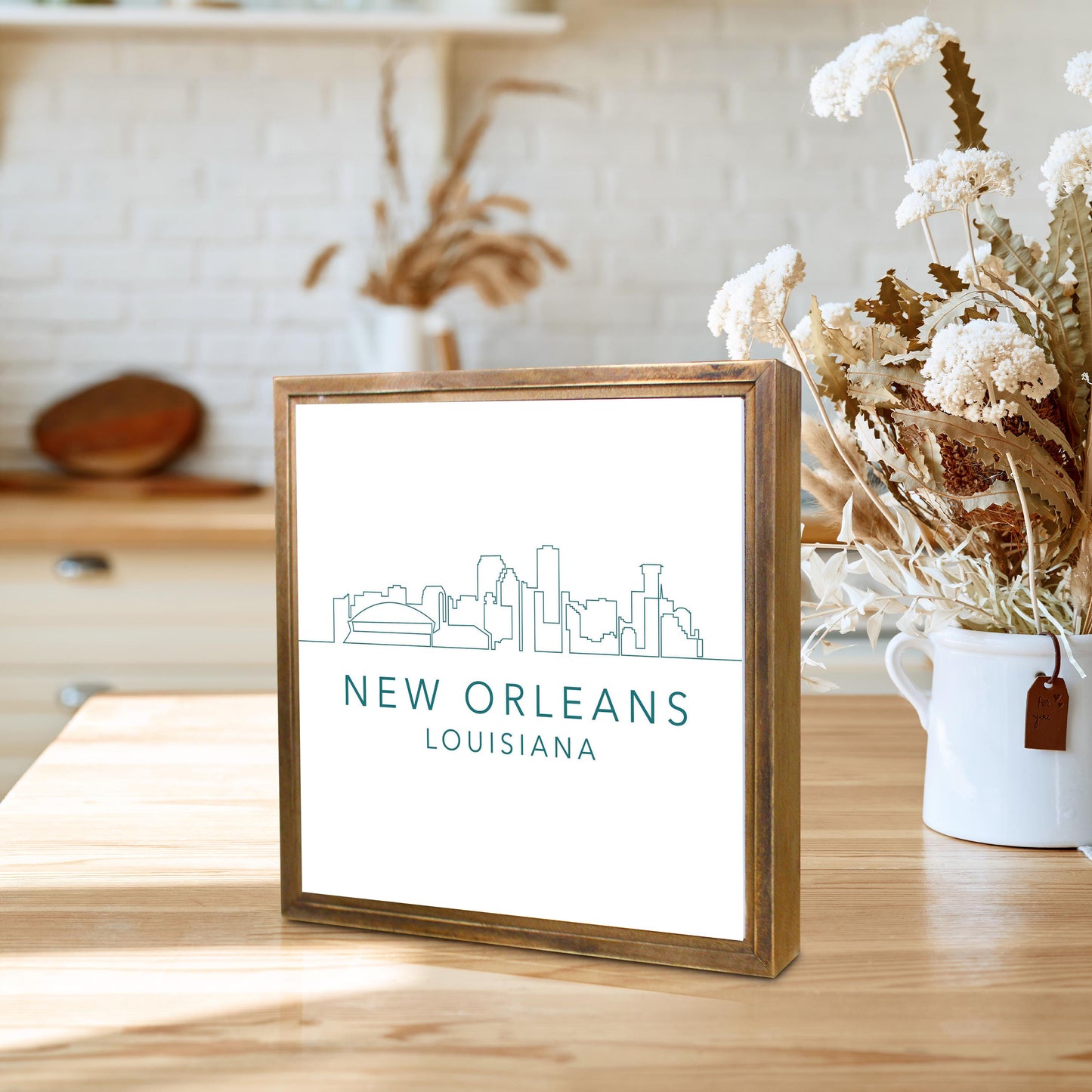 Blue White New Orleans Skyline | Wood Sign | Eaches | Min 1