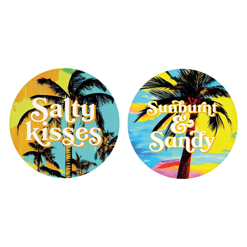 Bright Florida Palm Trees | Absorbent Car Coasters | Set of 2 | Min 4