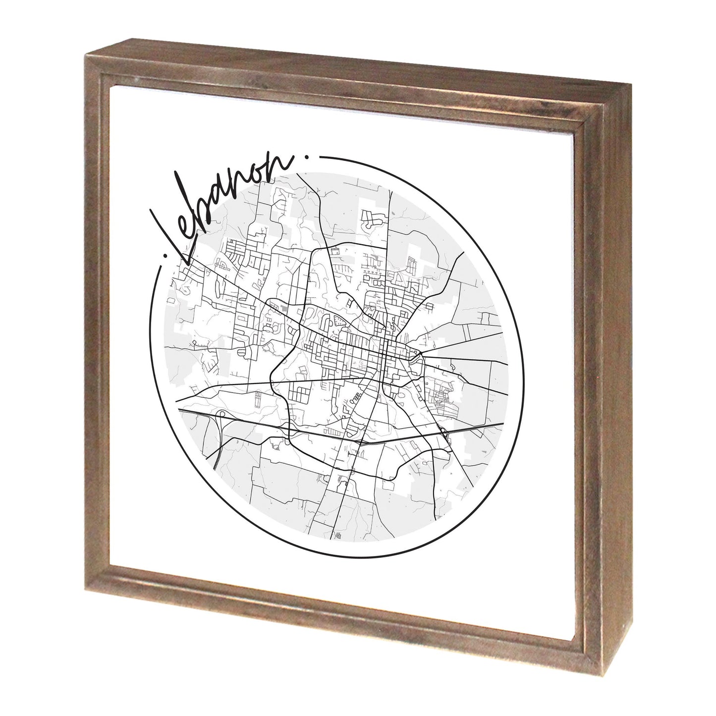 Minimalist B&W Tennessee Lebanon Circle Map | Wood Sign | Eaches | Min 1