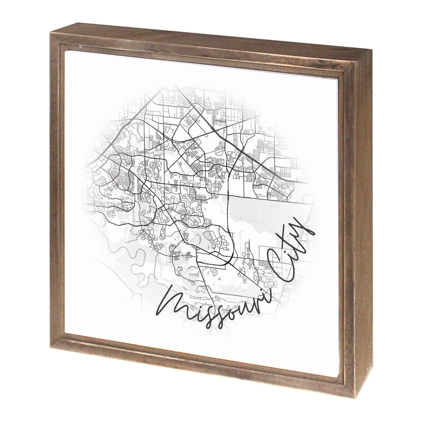 Minimalistic B&W Texas Missouri City Circle Map | Wood Sign | Eaches | Min 1