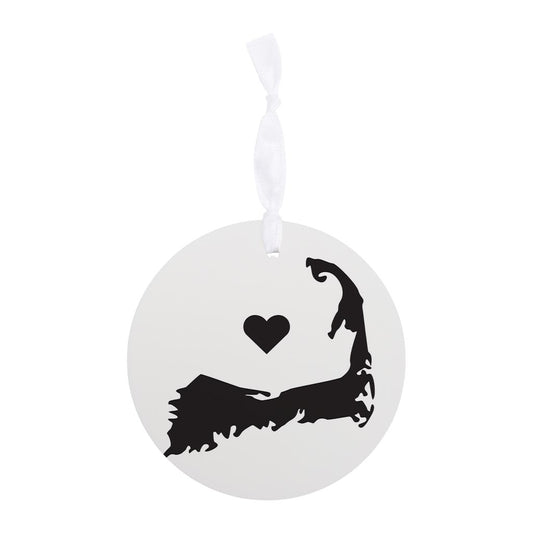 Minimalistic B&W Cape Cod With Heart | Wood Ornament | Eaches | Min 6