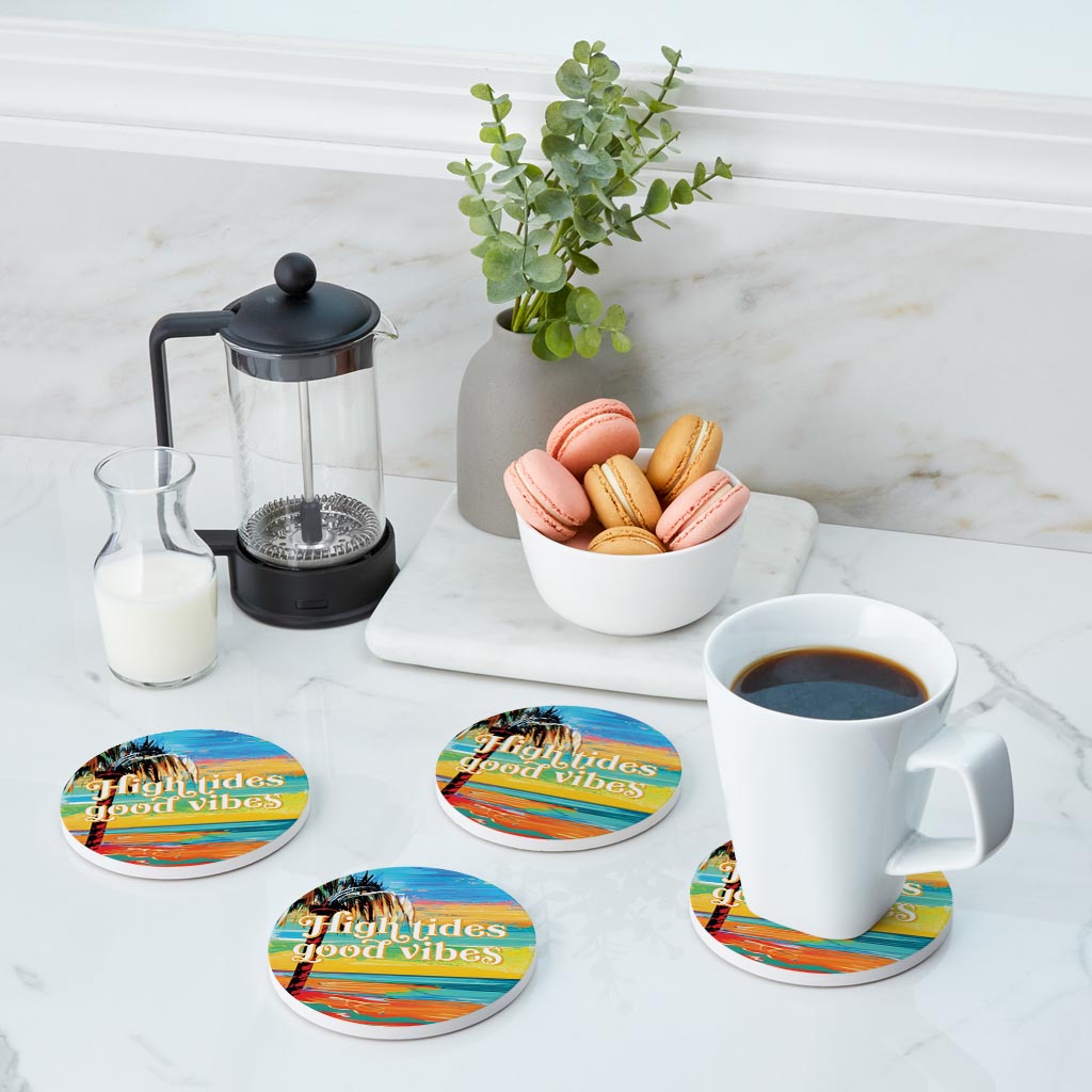 High Tides Good Vibes | Absorbent Coasters | Set of 4 | Min 2