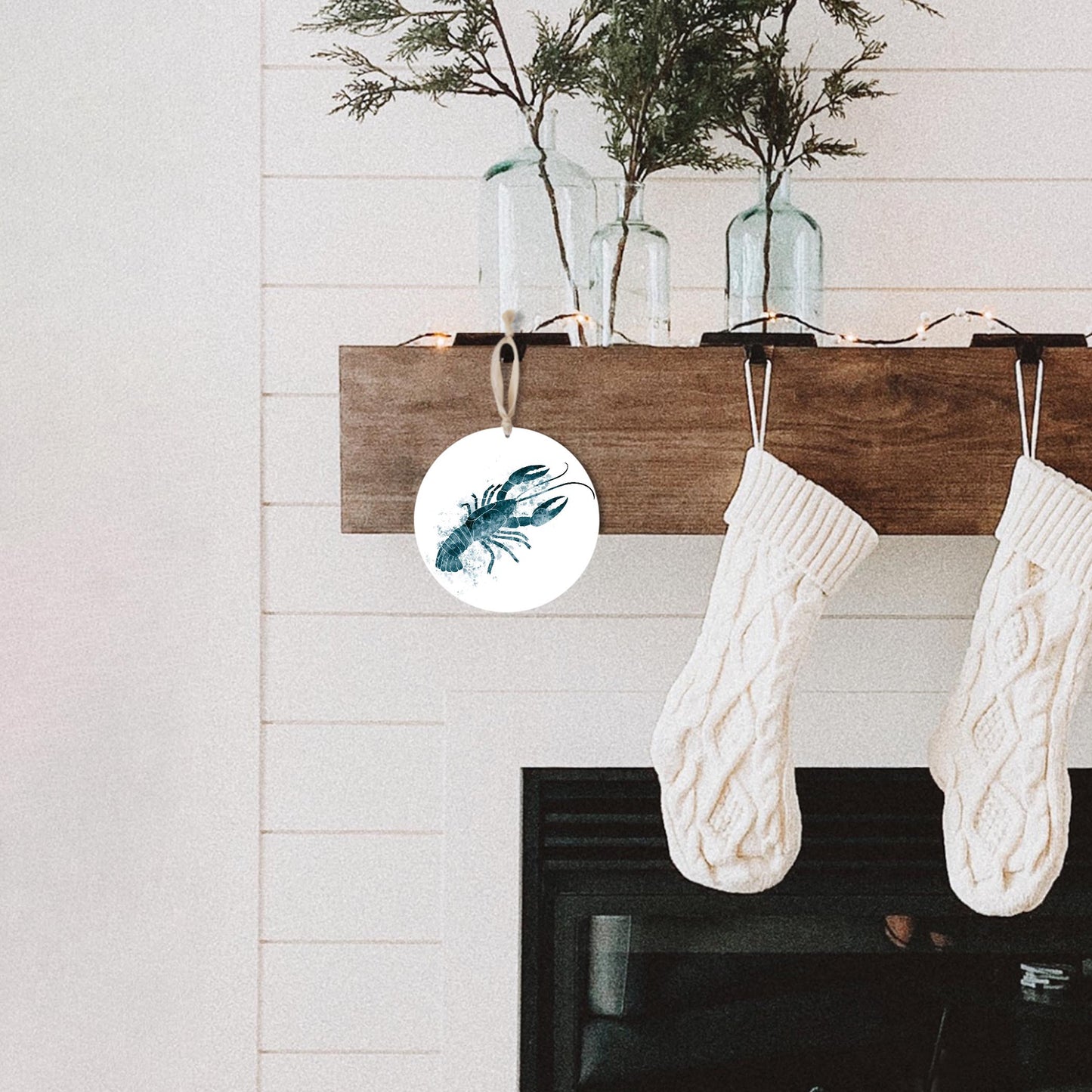 Blue White Water Color Crawfish | Wood Ornament | Eaches | Min 1