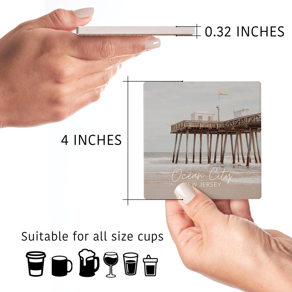 Ocean City Nj Pier Photo| Absorbent Coasters | Set of 4 | Min 2