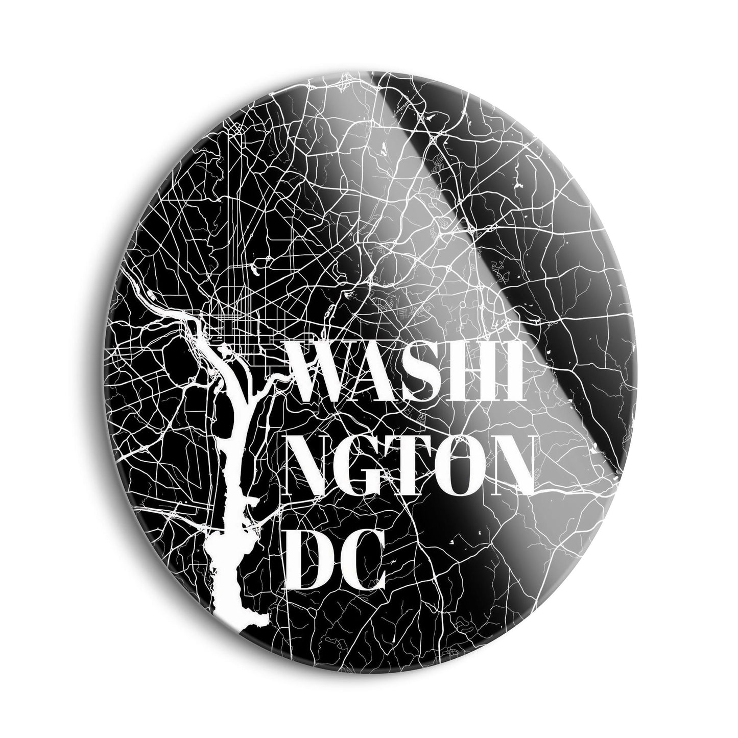 Minimalistic B&W Washington Dc Map | Hi-Def Glass Art | Eaches | Min 1