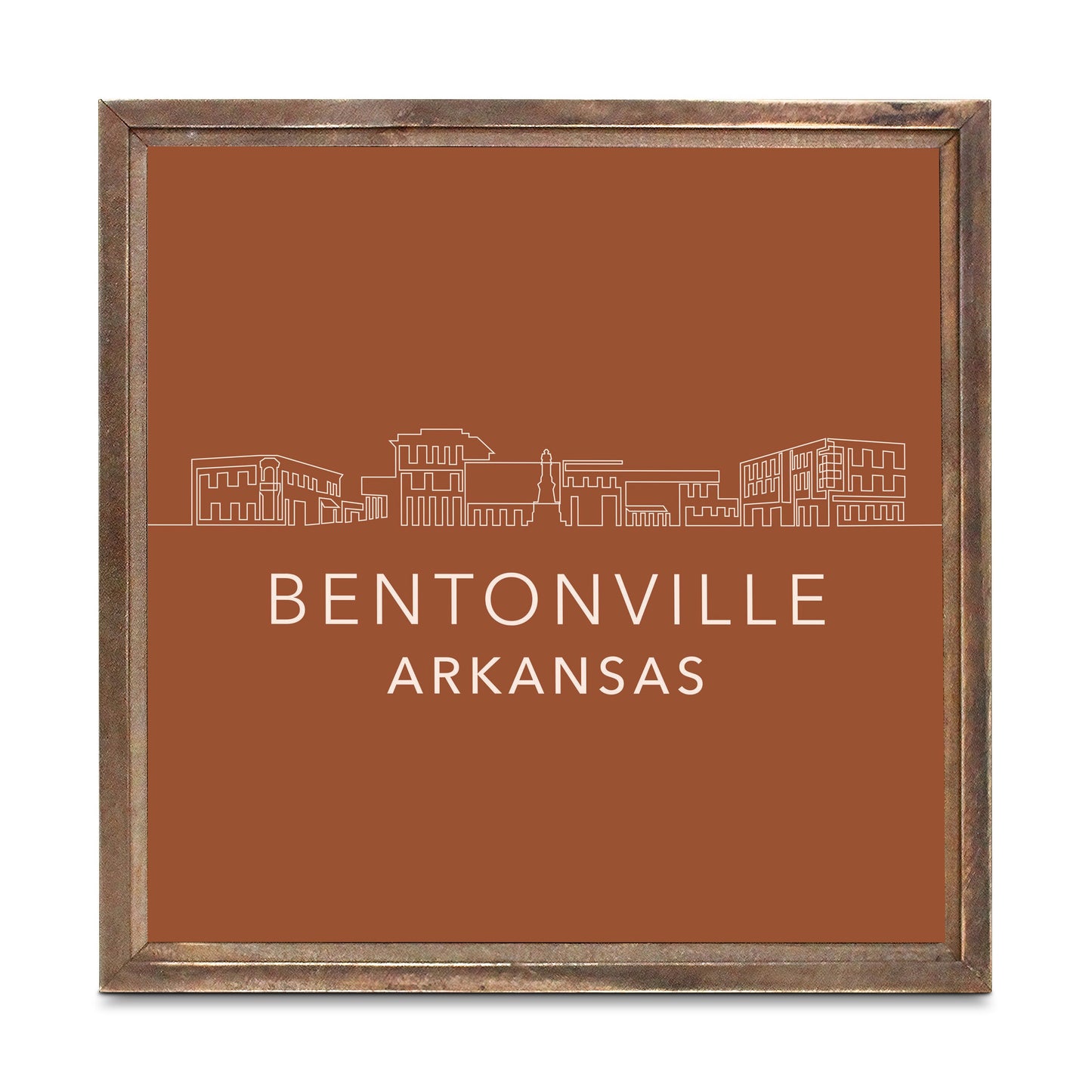 Modern Minimalist Arkansas Bentonville Skyline| Wood Sign | Eaches | Min 1