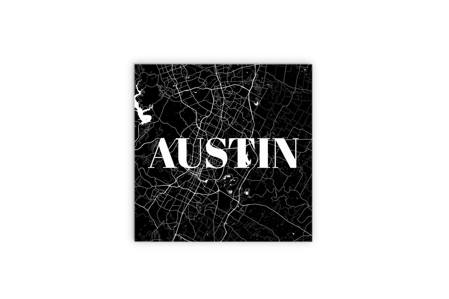 Minimalistic B&W Texas Austin Map | Wood Sign | Eaches | Min 2