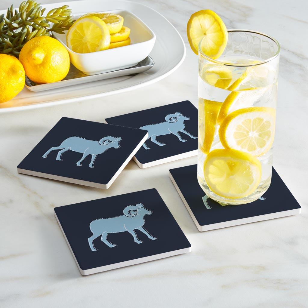 Blue Shades North Carolina Ram Line Drawing | Absorbent Coasters | Set of 4 | Min 2