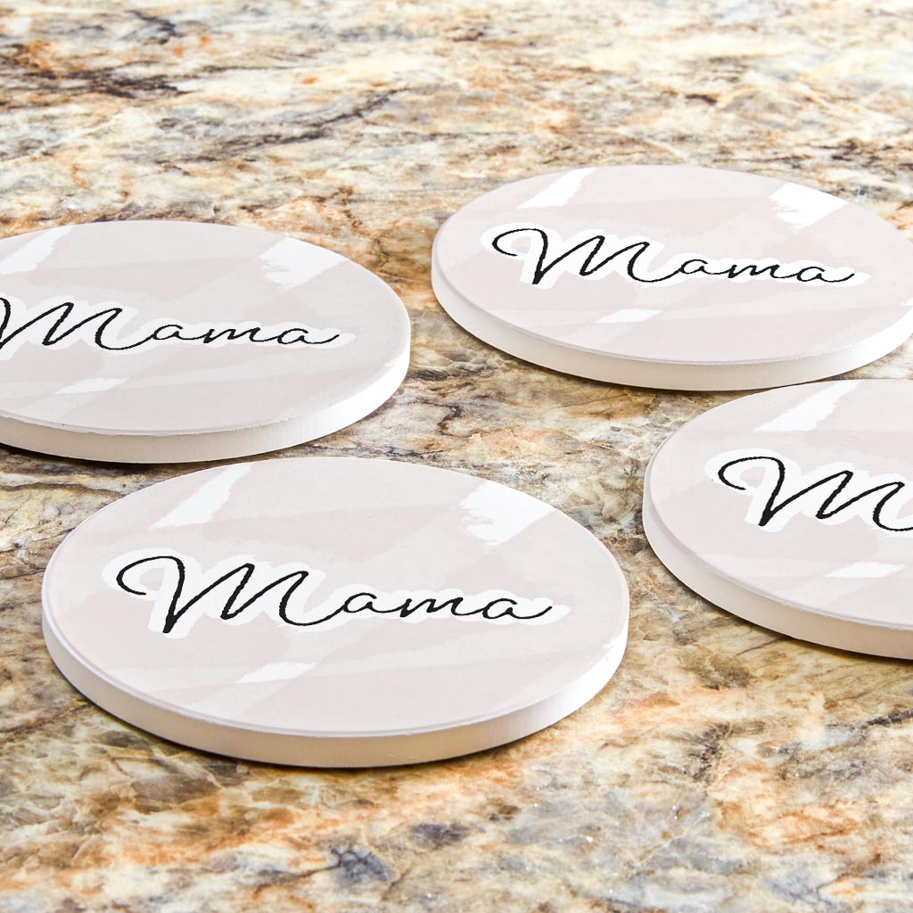 Modern Minimalist Mothers Day Mama| Absorbent Coasters | Set of 4 | Min 2