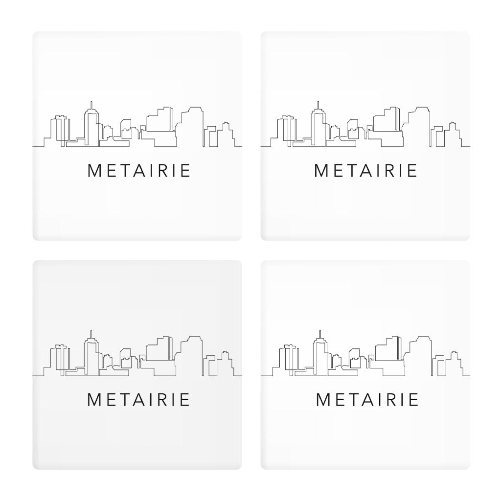 Modern Louisiana Metairie City Line Drawing | Absorbent Coasters | Set of 4 | Min 2