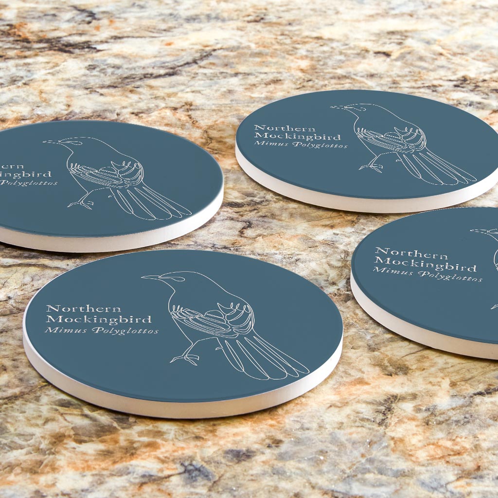 Modern Minimalist Arkansas Mockingbird | Absorbent Coasters | Set of 4 | Min 2