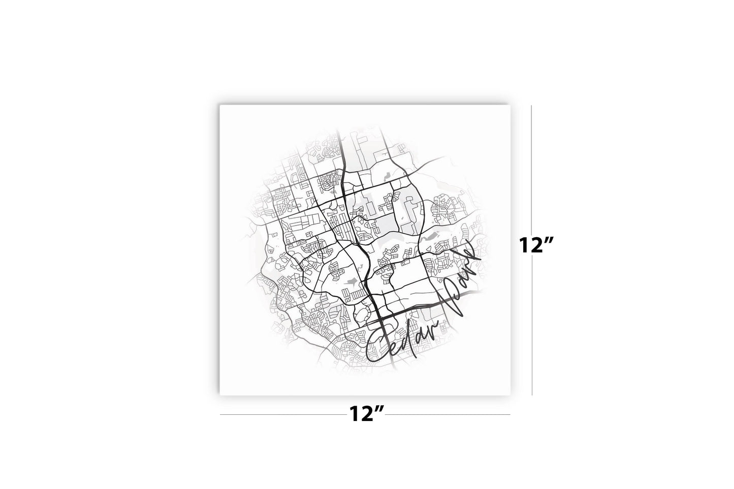 Minimalistic B&W Texas Cedar Park Circle Map | Wood Sign | Eaches | Min 2