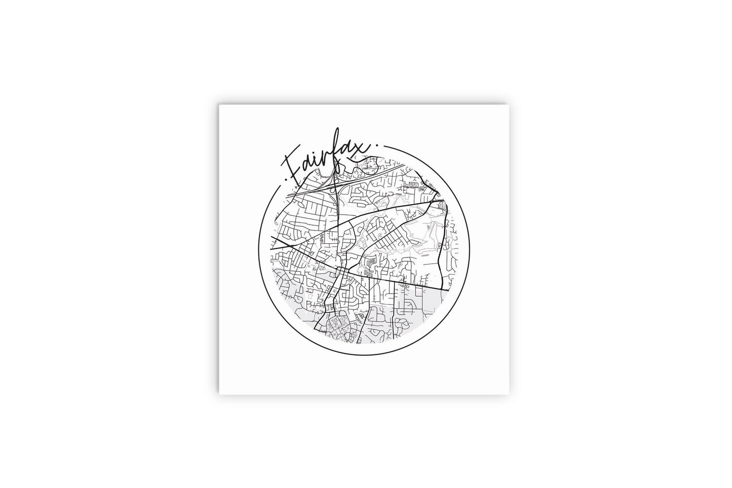 Minimalistic B&W Virginia Fairfax Circle Map | Wood Sign | Eaches | Min 2