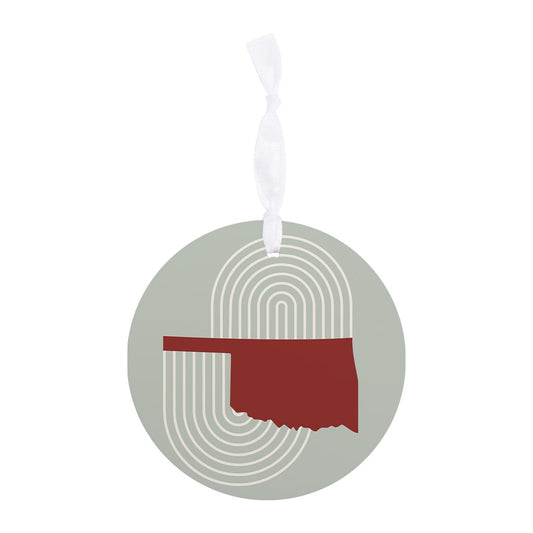 Modern Minimalist Oklahoma Retro State Shape| Wood Ornament | Eaches | Min 6