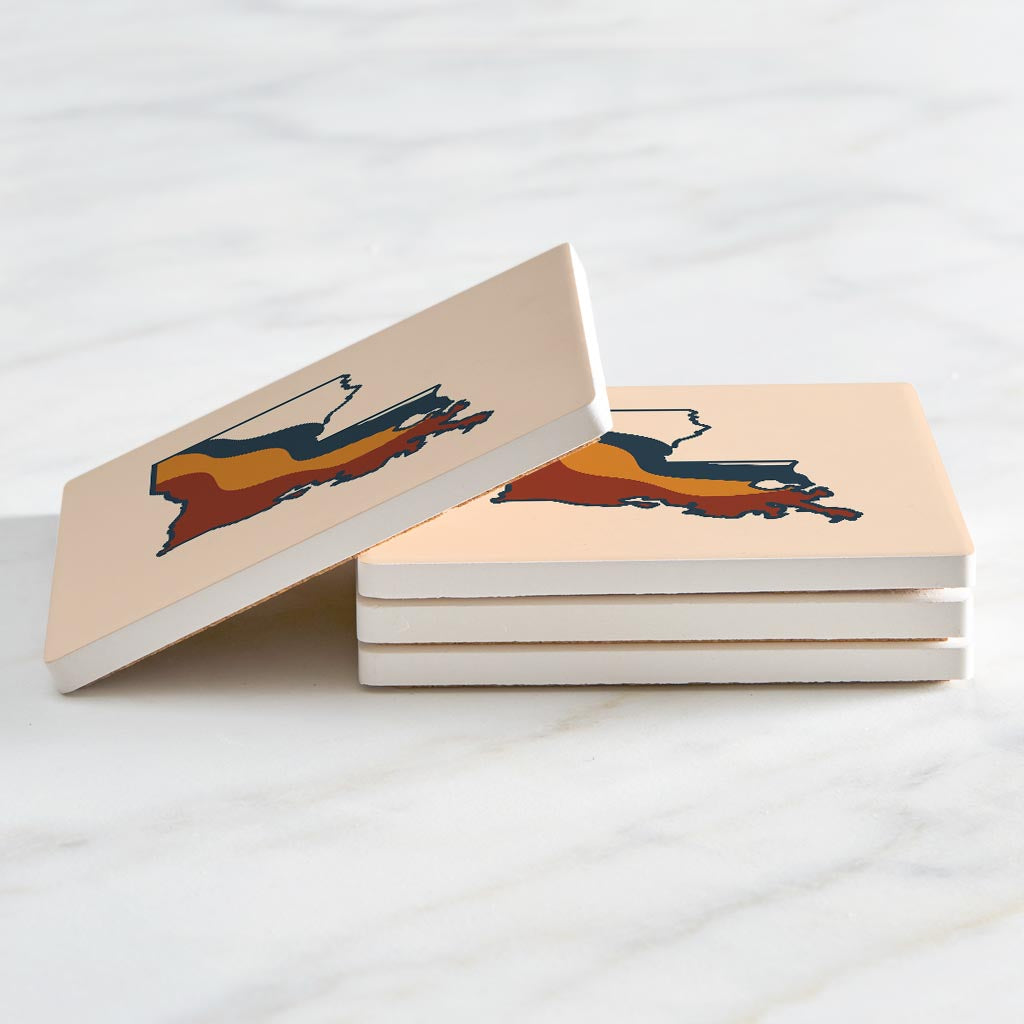 Modern Minimalist Louisiana Retro State Shape | Absorbent Coasters | Set of 4 | Min 2